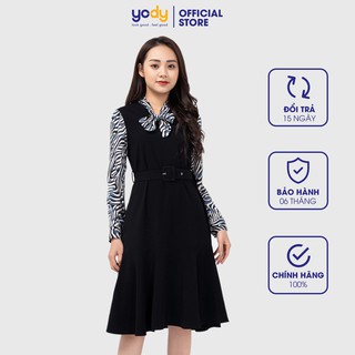 Đầm đuôi cá YODY váy phối tay và cổ điệu đà VDN3600