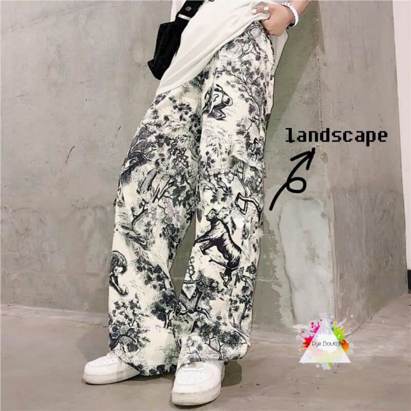 QUẦN CULOTTES HỌA TIẾT TRANH SƠN DẦU LANDSCAPE UNISEX CHẤT NGẦU - TIE DYE PANTS UNISEX - Tie Dye Boutique 💢