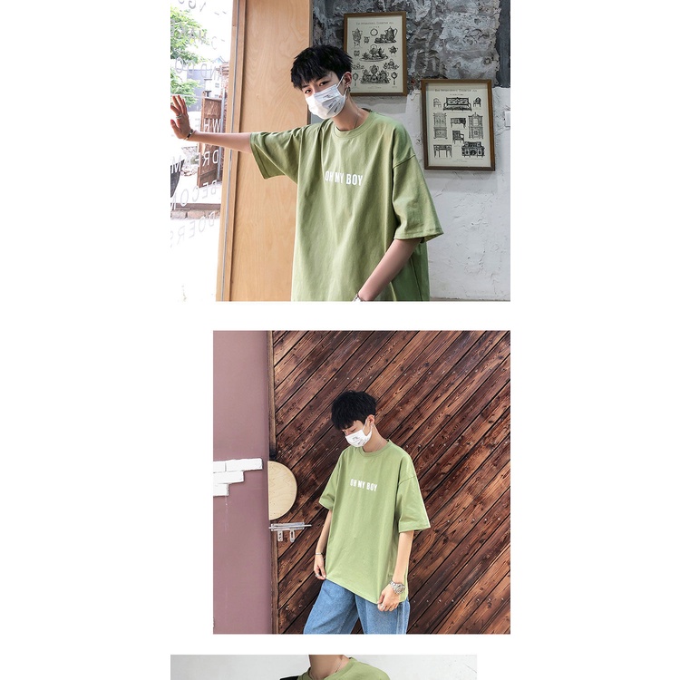 Áo Thun Tay Ngắn Cổ Tròn Dáng Rộng In Chữ Phong Cách Hàn Quốc Thời Trang Mùa Hè Cho Nam