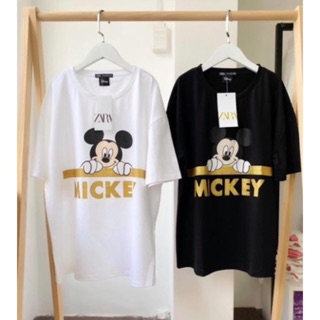 Áo thun giấy mickey đen trắng zara xuất xịn