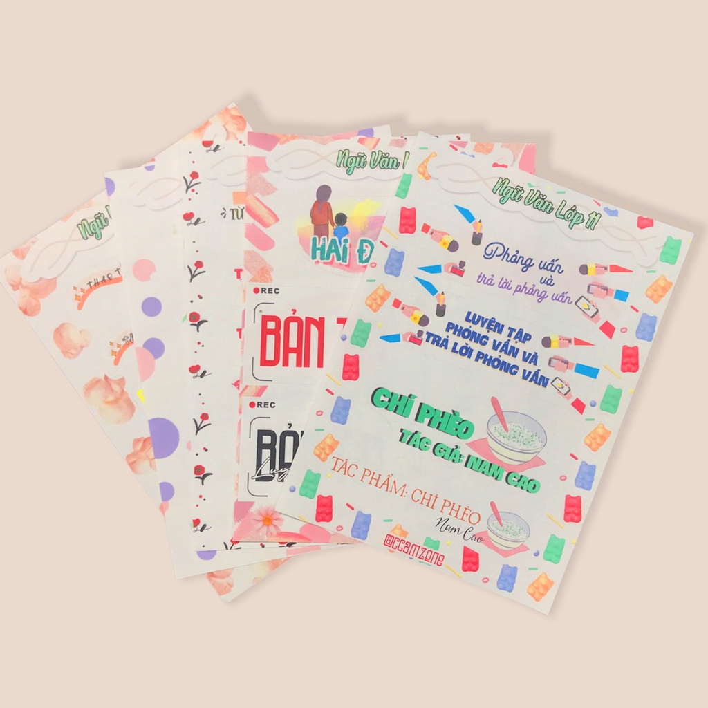 Sticker Tựa Đề Môn Ngữ Văn Lớp 11 set 30 Bài Tiếng Việt 30 Bài Văn Thơ ccamzone