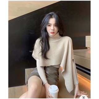 Áo croptop len cổ lọ cut out