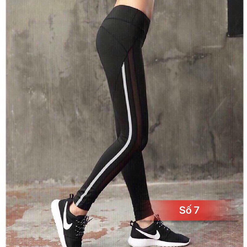 Quần tập Gym Yoga nữ [SALE] các mẫu quần dài legging phối lưới đẹp nhất, co giãn 4 chiều