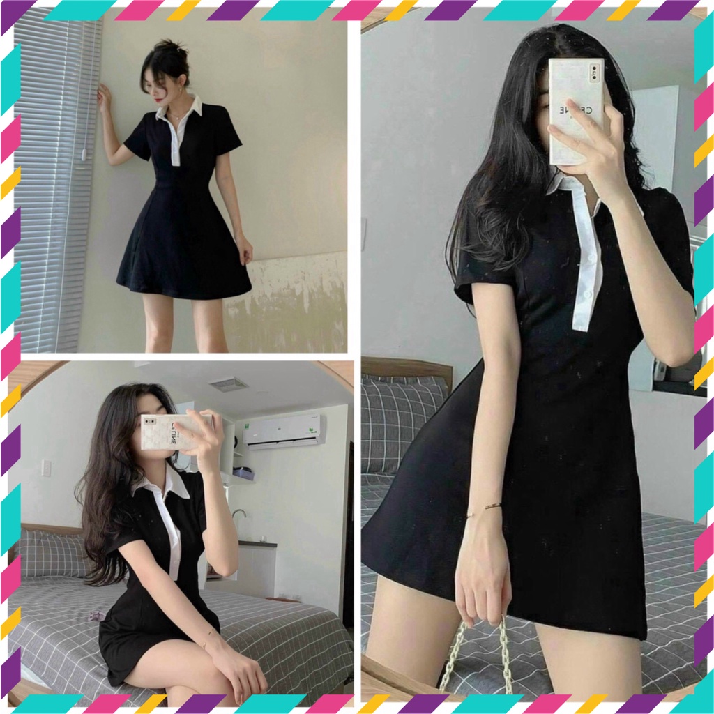 Đầm Nữ, Váy Nữ Polo Cổ Phối Trắng Dáng Ôm Siêu Xinh | BigBuy360 - bigbuy360.vn