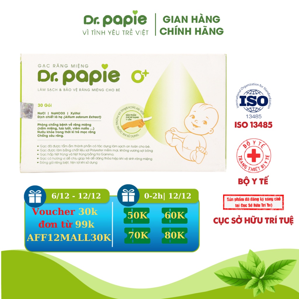 Gạc Rơ Lưỡi Dr Papie Vệ Sinh Răng Miệng Cho Bé