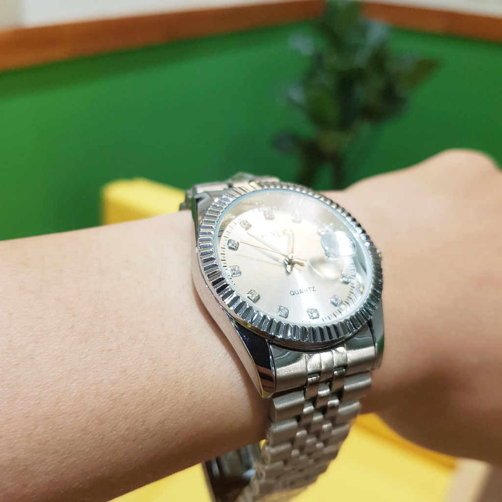 Đồng Hồ Cặp Nam Nữ Dây Kim Loại HL Mặt Đen Sang Trọng