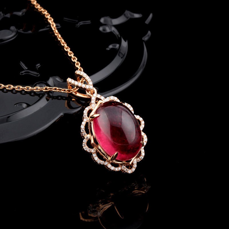 Dove Blood Ruby Mặt dây chuyền vòng cổ Nữ vàng hồng Đáy bạc Garnet Kim cương Tourmaline Nhẫn sang trọngQQ