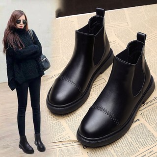 Giày bốt martin cổ thấp đế bằng thời trang thu đông cá tính cho nữ☆giày bốt da cổ cao thời trang dành cho nữ☆giày bốt