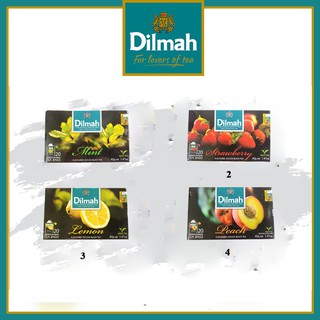 Trà dilmah túi lọc hộp 40g 20 gói vị Đào/Dâu/Bạc hà/Chanh làm từ lá trà xanh thanh lọc cơ thể