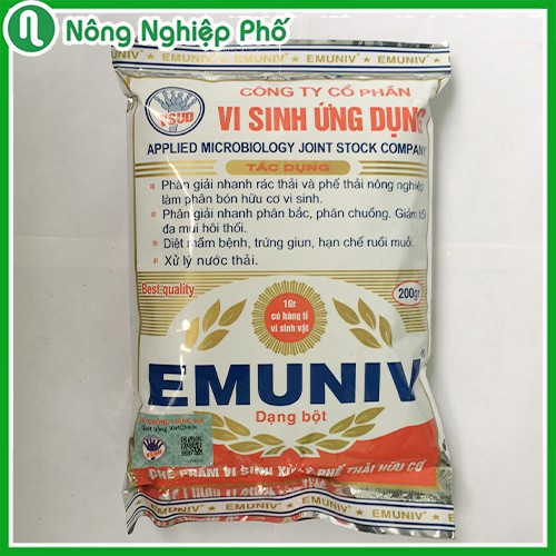 [PHÂN HỮU CƠ VI SINH] Chế Phẩm Vi Sinh EMUNIV Ủ Phân Và Rác Thải Hữu Cơ Gói 200 Gram