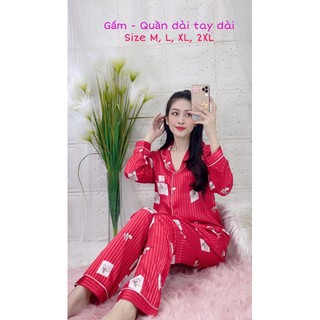 [Free Ship] Bộ lụa gấm Quần dài tay dài đủ size