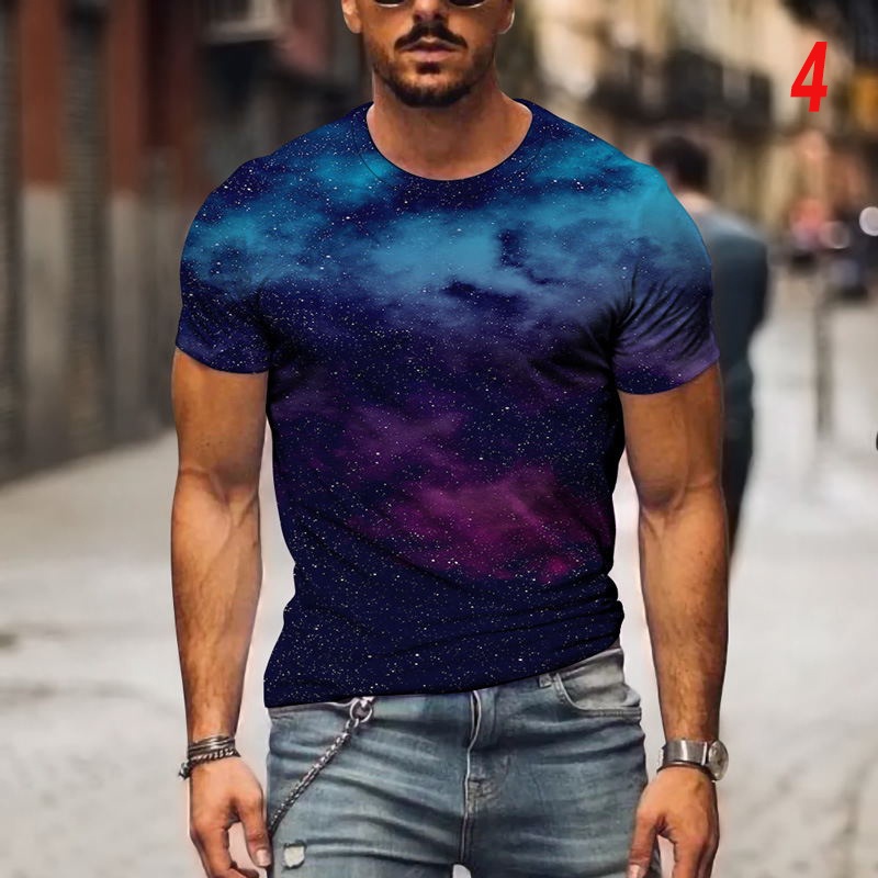 Áo thun nam ngắn tay in hình bầu trời sao 3D XXS-6XL