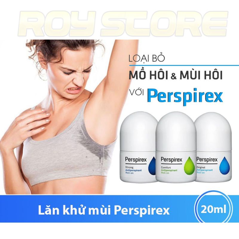 Lăn khử mùi Perspirex, lăn nách ngăn tiết mồ hôi hiệu quả, giảm mùi hôi triệt để dùng cho mọi loại da 20ml