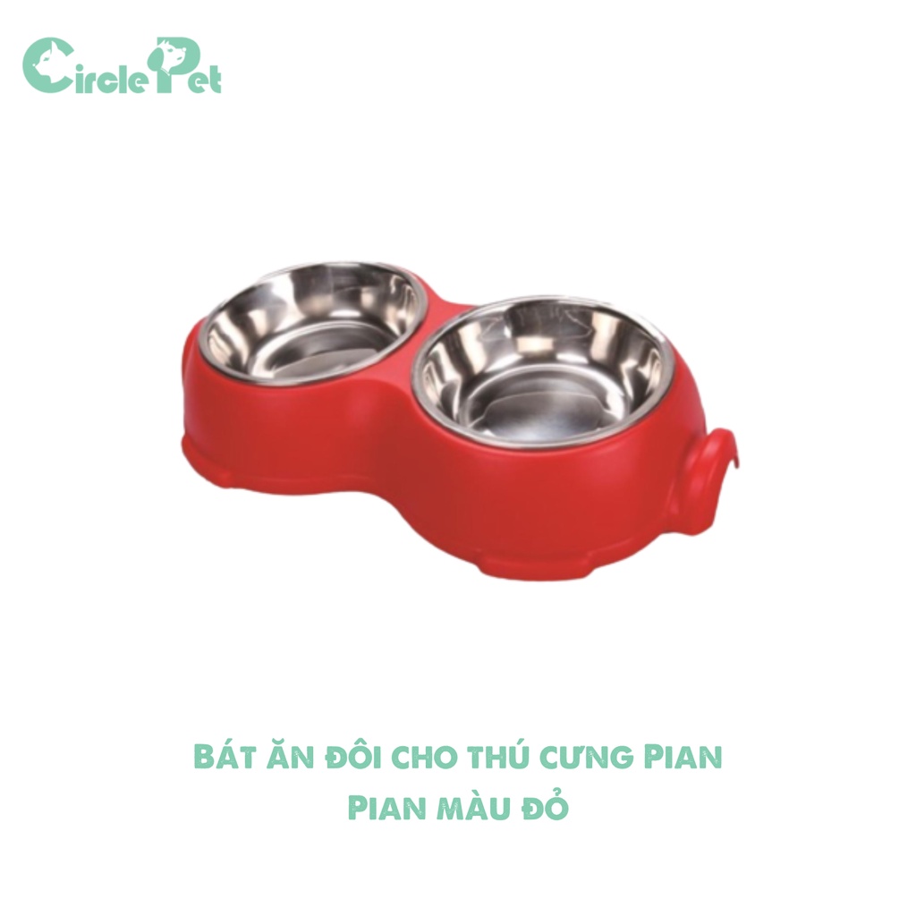 Bát Ăn Đôi Cho Thú Cưng Pian Pian Có Tay Cầm Đế Chống Trơn Trượt Nhiều Màu Sắc - Circle Pet