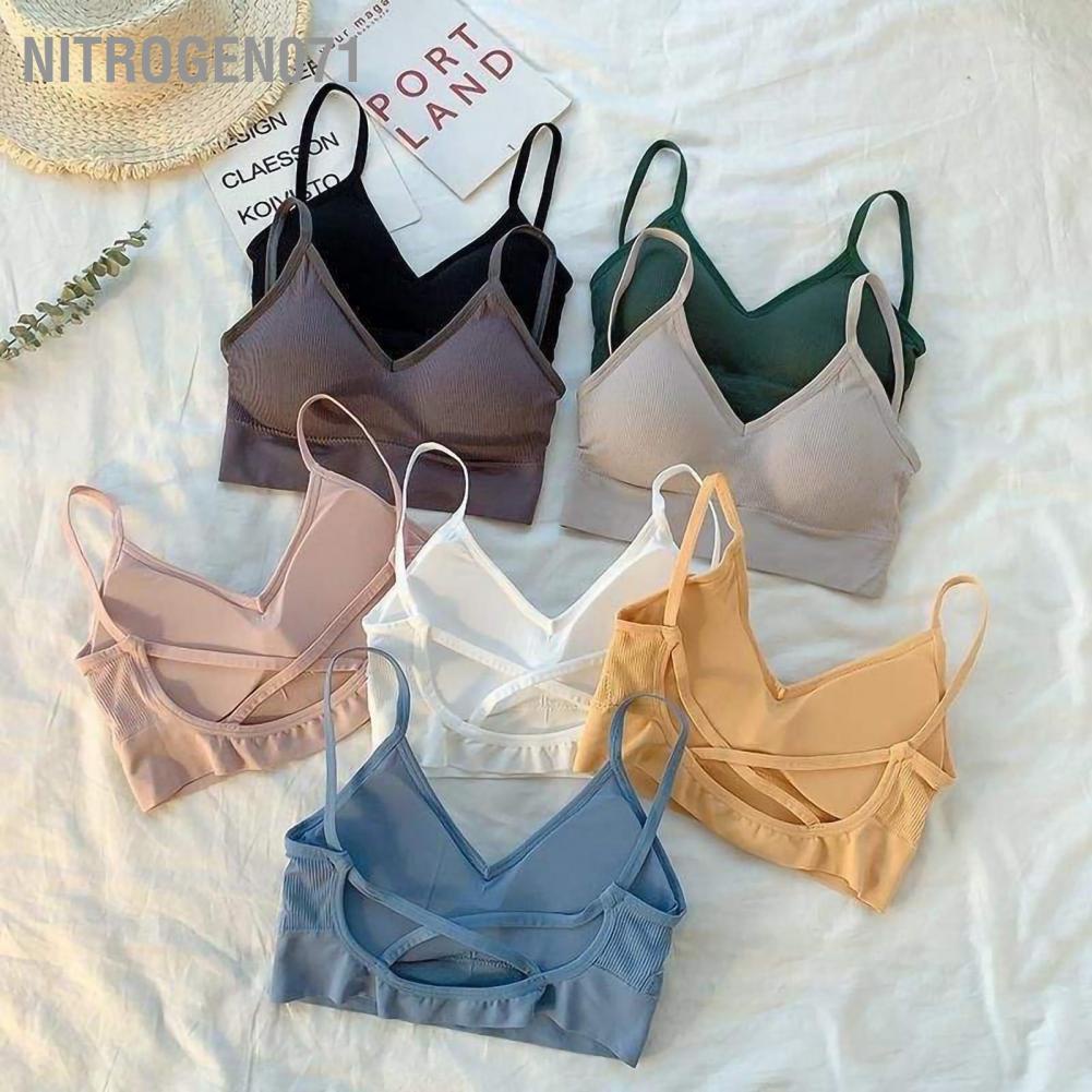 Nitrogen071 Áo ngực không lưng Sâu V Mỏng Mềm mại Thoải mái Hàng ngày lót thấp có đệm để ngủ thể thao
