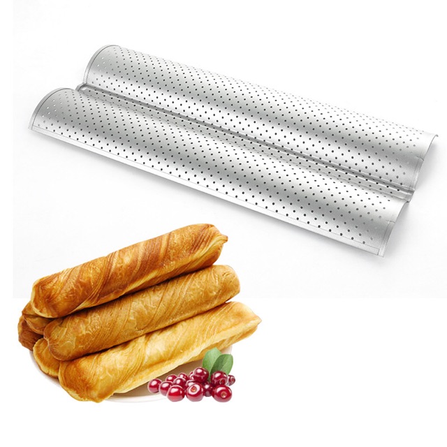 Khay Nướng Bánh Mì Pháp Baguette 4 Rãnh Chống Dính Lượn Sóng 38x33x2.5cm