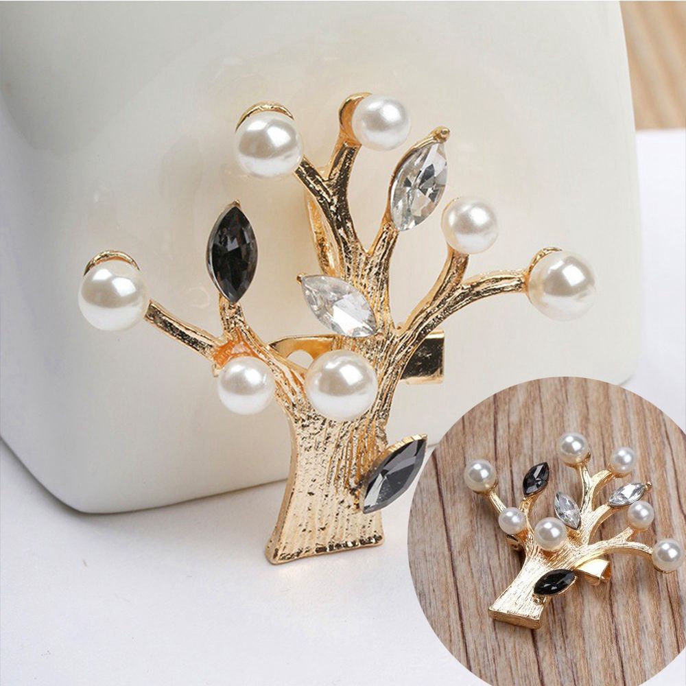 Huy hiệu cài áo hình cành cây đính ngọc thời trang