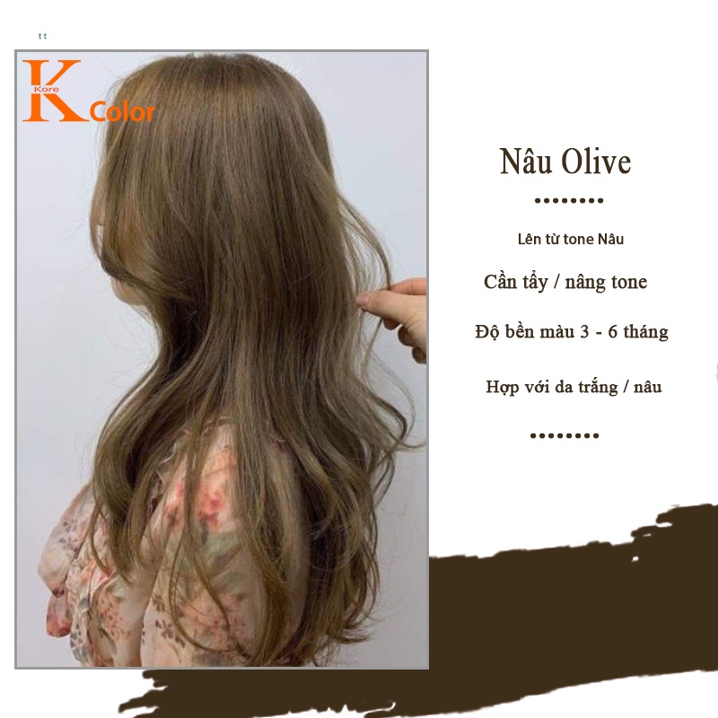 Thuốc Nhuộm Tóc Màu NÂU OLIU - NÂU OLIVE Không Tẩy