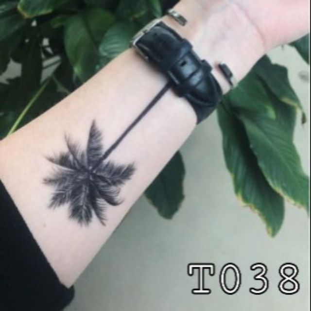 Hình xăm tatoo cây t038. Xăm dán tatoo mini tạm thời, size &lt;10x6cm