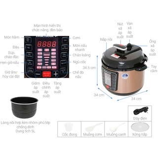 [Cam kết mới 100% chính hãng] Nồi áp suất điện Bluestone PCB-5753