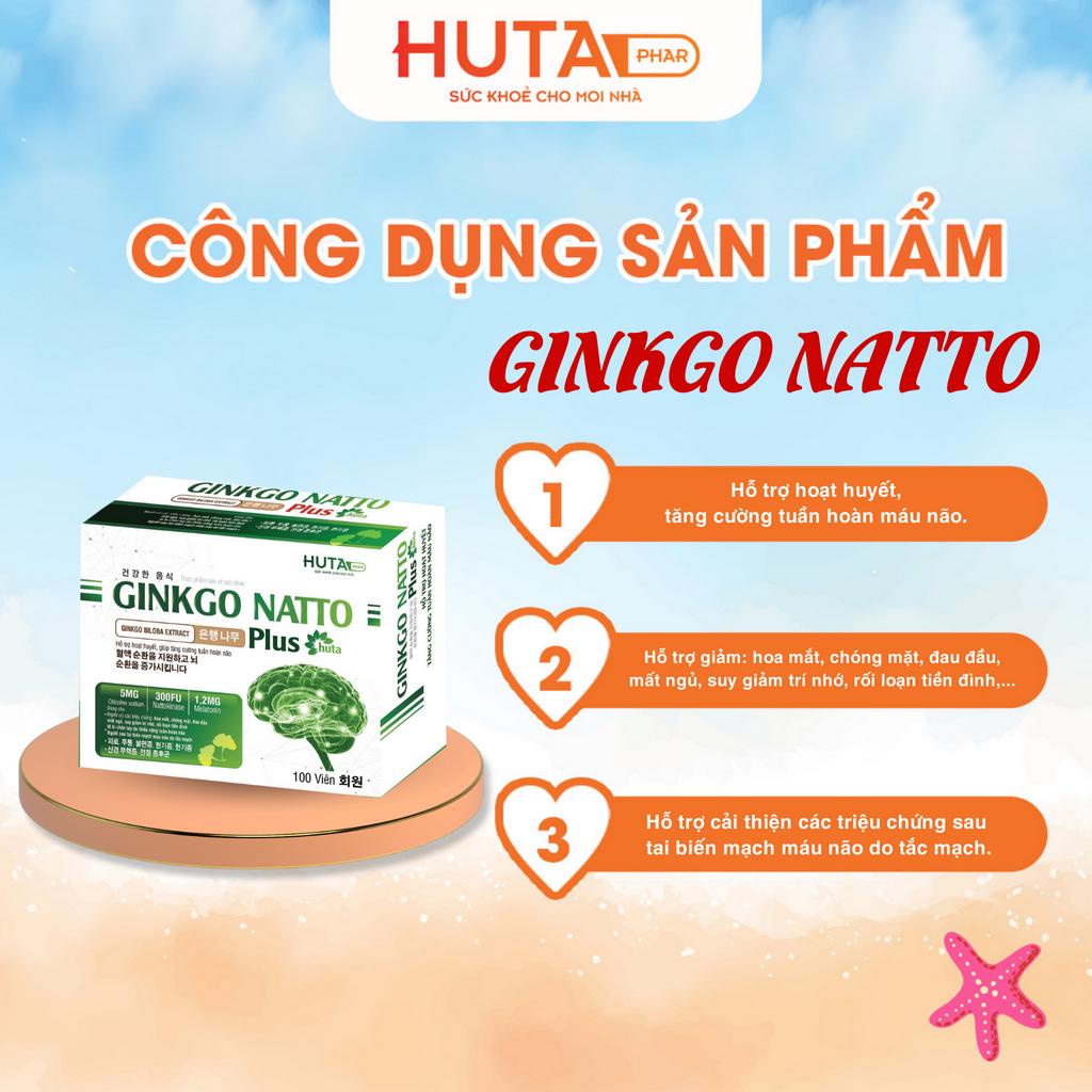 Viên uống hỗ trợ chống đột quỵ Ginkgo Natto HUTA PHAR ngừa tai biến mạch máu não