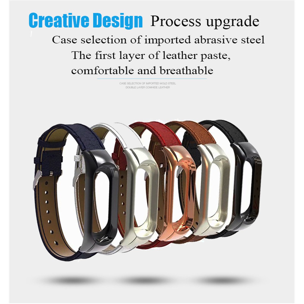 Dây Đeo Da Thay Thế Cho Đồng Hồ Thông Minh Xiaomi Mi Band 7 6 5 4 3