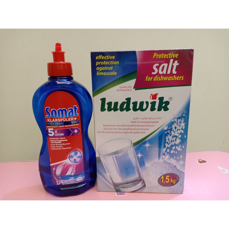 combo muối ludwik 1.5 kg chai nước làm bóng Somat 750 ml