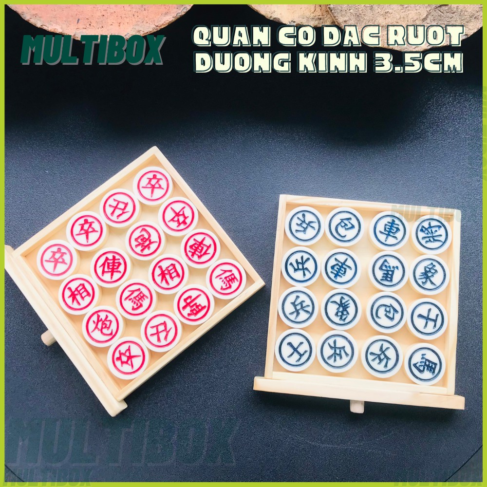 Bộ Quân Cờ Tướng Size Đại 3.5cm Nhựa Giả Đá Đặc Ruột Cao Cấp