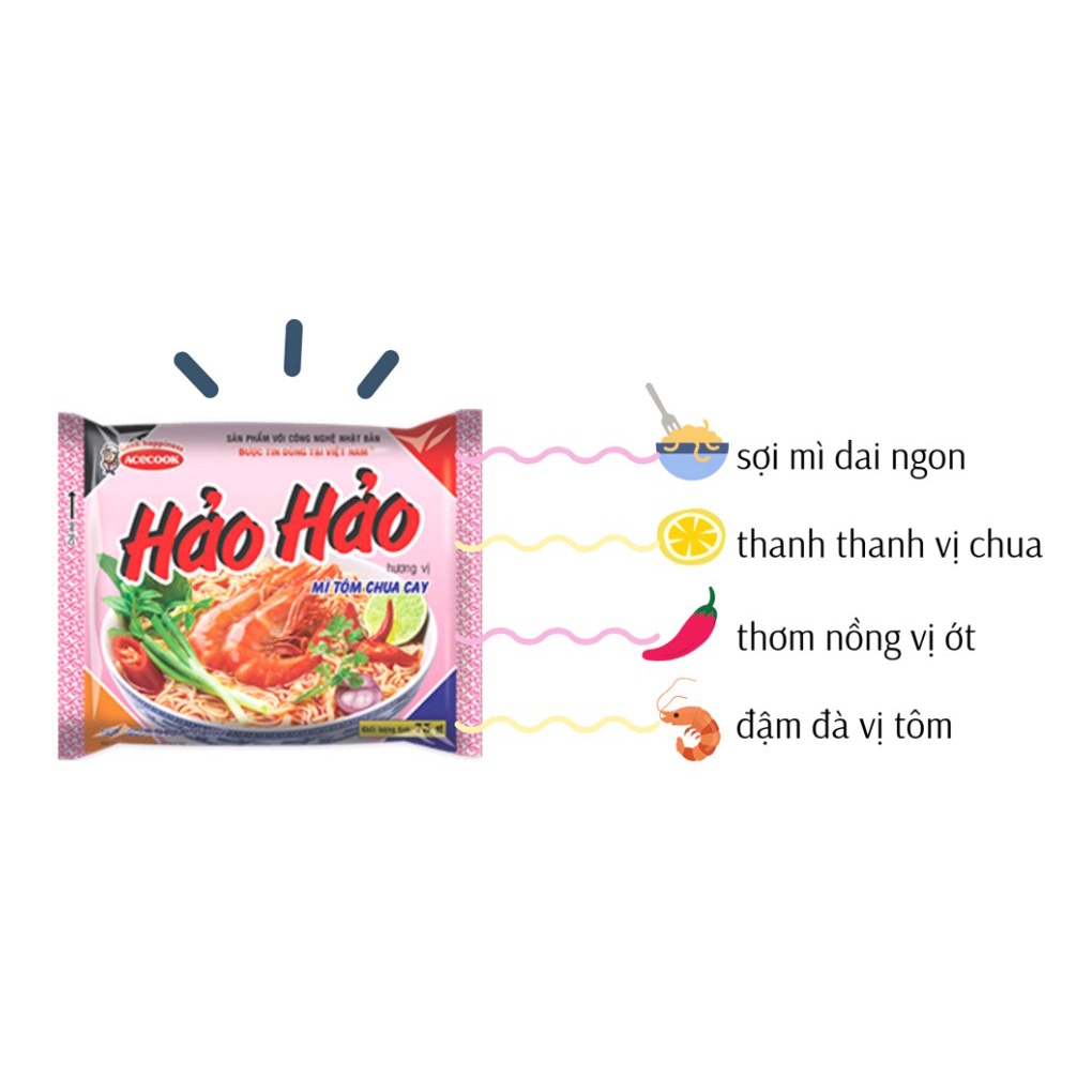 Thùng 30 gói mì Hảo Hảo tôm chua cay 75gr