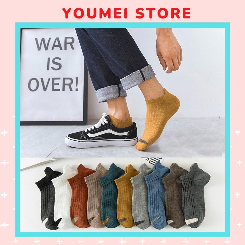 TẤT NAM CỔ NGẮN MÀU TRƠN GÂN DỌC KHÁNG KHUẨN, THẤM HÚT MỒ HÔI TỐT - T034