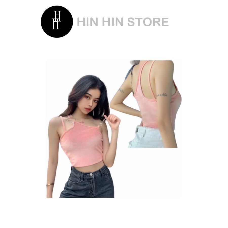 Áo croptop hai dây nhung chéo ngực HAC45 Hỉn Hỉn Store