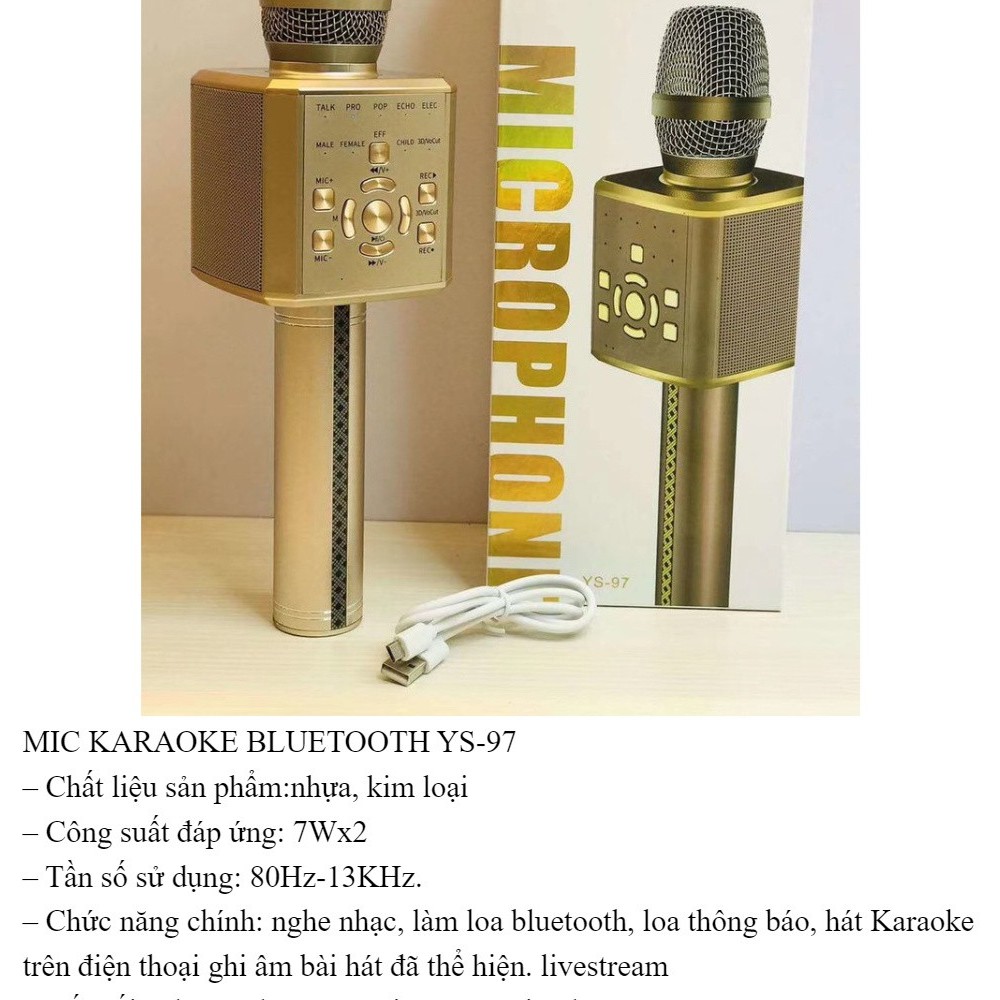 [Mã ELHACE giảm 4% đơn 300K] Micro Karaoke Bluetooth cầm tay GrownTech YS-97 cao cấp