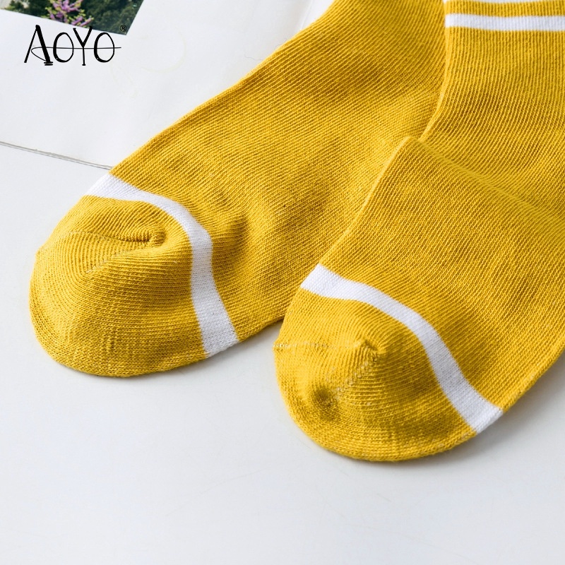 Vớ dài XIELUAIZTA họa tiết kẻ sọc thiết kế đơn giản thời trang