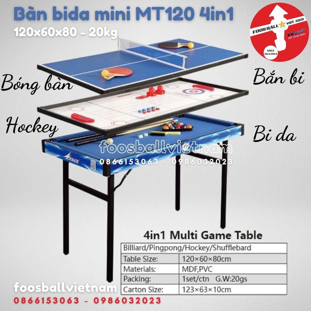 [Bàn bida mini 4in1] giá rẻ gập chân bằng sắt: Bi-a mini +  bóng bàn + hockey + bắn bi nhập khẩu đa chức năng