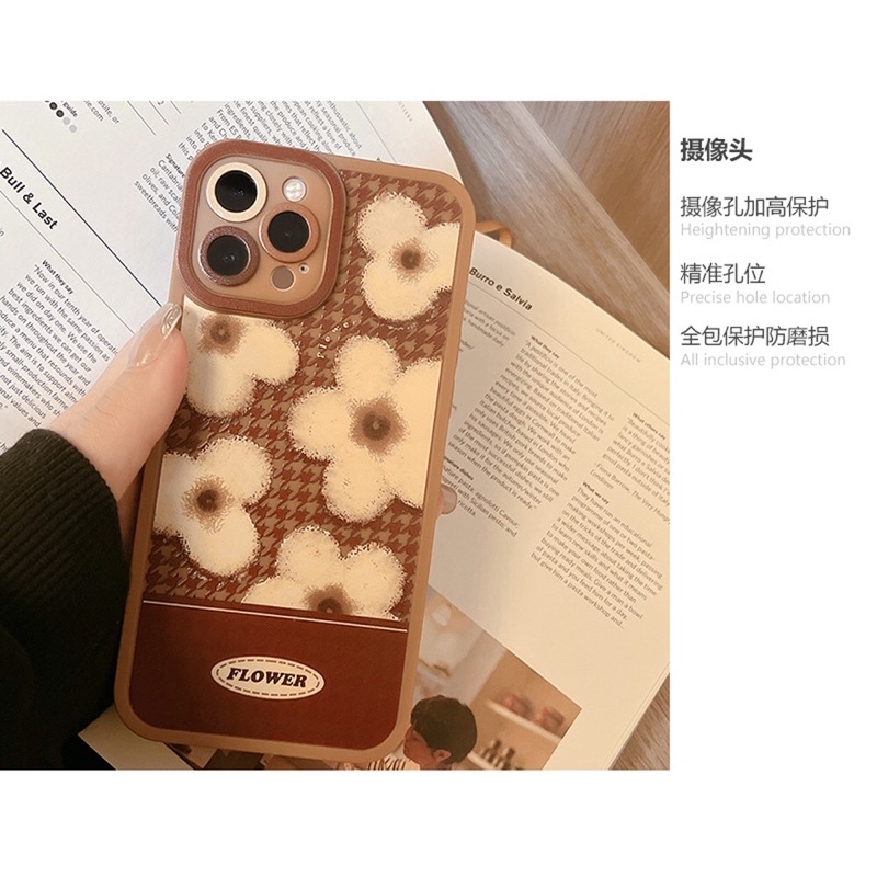 Ốp Điện Thoại TPU Mềm Hoạ Tiết Hoa Nâu Cổ Điển Cho Iphone 11 / 11pro / 11promax / 12 / 12promax / 13 / 13promax