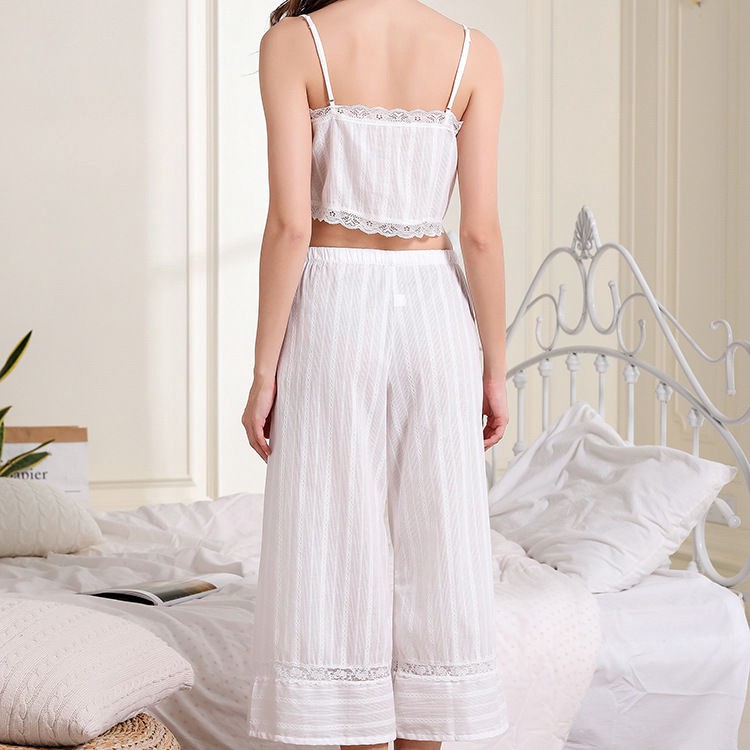 Set Đồ Ngủ Cotton Phối Ren Quyến Rũ Dành Cho Nữ