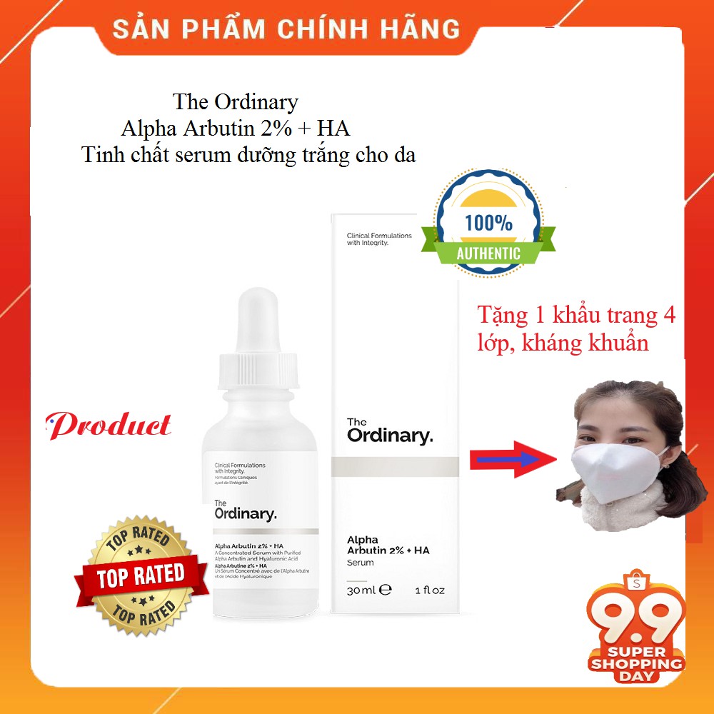 Serum odinary dưỡng trắng da ALPHA ARBUTIN 2% + HA 30ml . Chính hãng