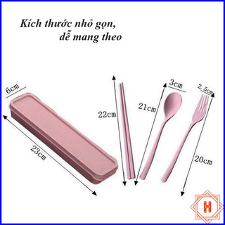 Xả Sốc 3 Ngày Set Đũa, dĩa, Thìa 3 chi tiết từ nhựa lúa mạch