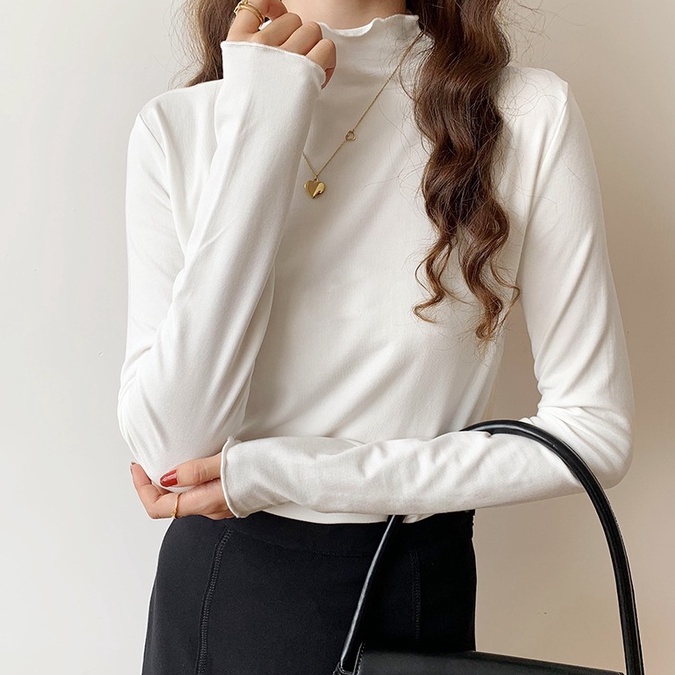 Áo Thun Trơn Tay Dài Viền Cong Mềm Mại Thoải Mái 46435