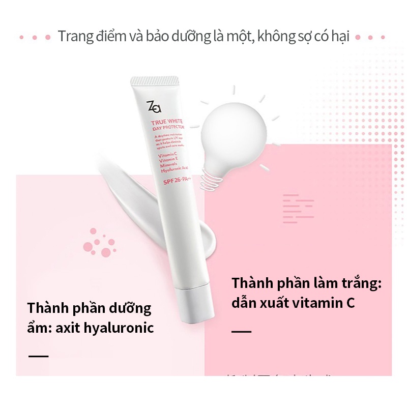Kem lót ZA SPF26 /PA ++ chống nắng bàn ngày lâu trôi kiềm dầu dưỡng ẩm làm sáng da che khuyết điểm hiệu quả 35g