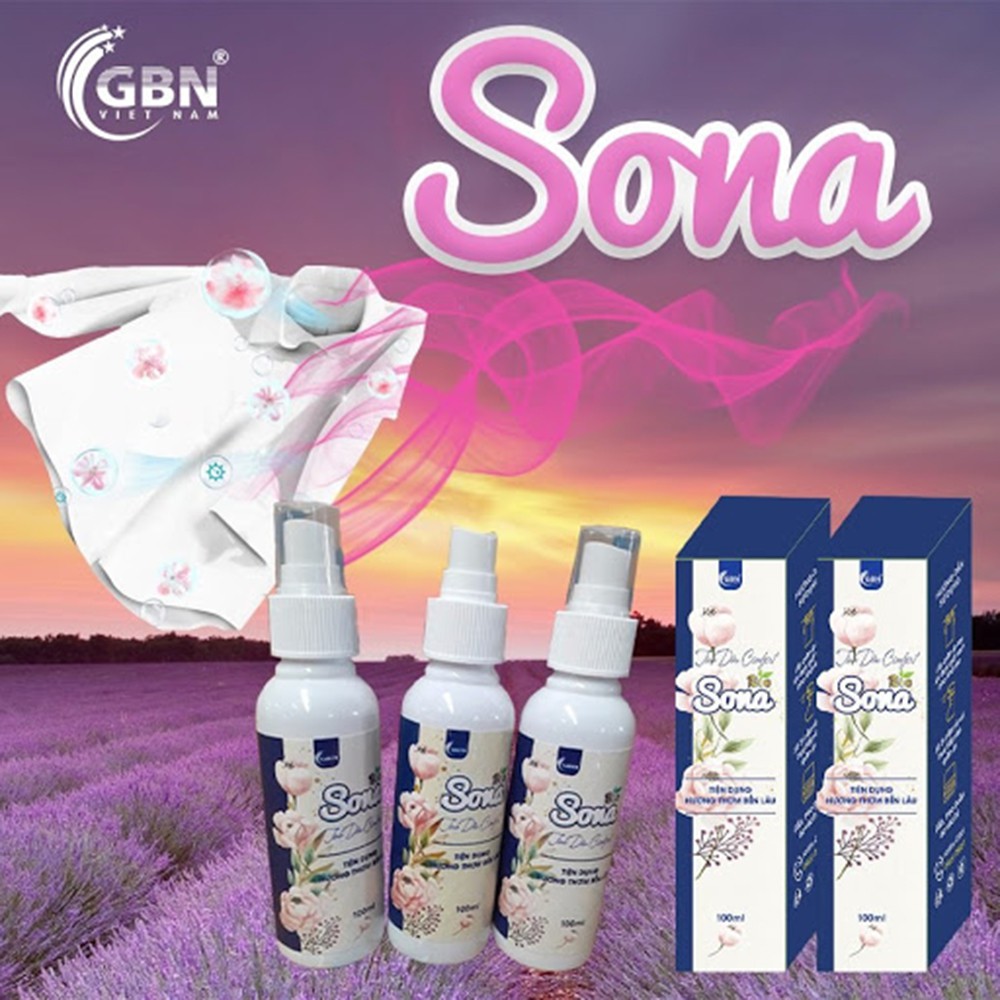 Nước xịt xả vải, Xả vải khô Sona - Chai xịt tiện dụng, Tinh dầu Comfor/Downy hương thơm bền lâu - Dung tích 100ml