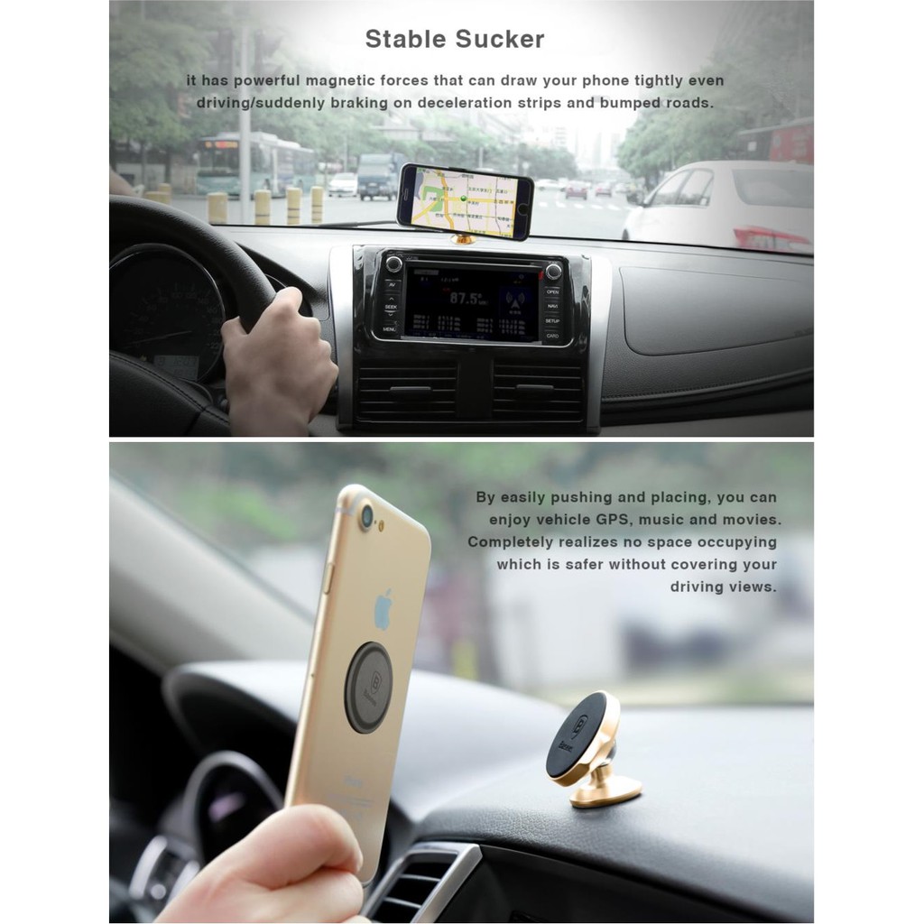 Giá đỡ điện thoại nam châm 360 độ Baseus cho ô tô | BigBuy360 - bigbuy360.vn