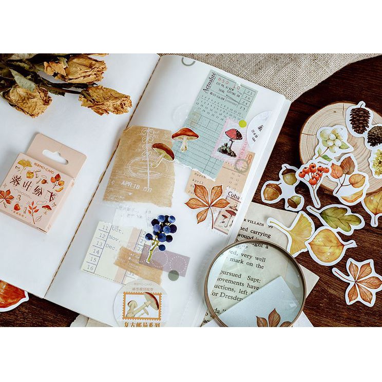 Bộ 46 Sticker Mùa Thu Vàng dán trang trí E46