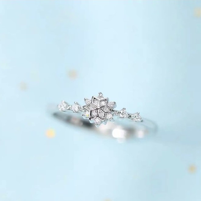 Nhẫn Bạc cao cấp hình bông tuyết gắn đá, Nhẫn bạc nữ xinh_ 𝑪𝒂𝒎 𝒌𝒆̂́𝒕 𝒄𝒉𝒖𝒂̂̉𝒏 𝑩𝒂̣𝒄_ TUNA SILVER Trang sức Bạc