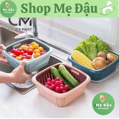 Bộ rổ nhựa kèm chậu có nắp đậy