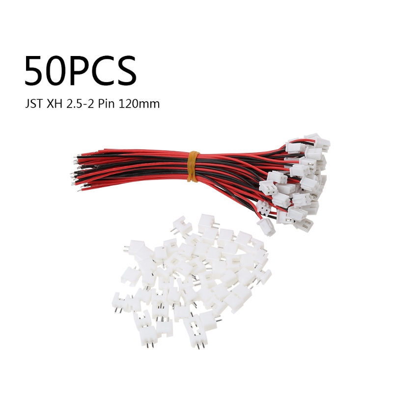 Set 50 bộ đầu cắm chui và công nối pin JST XH 2.5-2 chấu với dây nối dài 120mm
