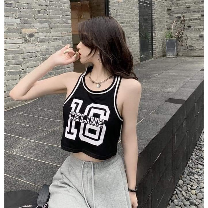 Áo Croptop Kiểu Dáng Áo Ba Lỗ Chất Thun Borip Dày Dặn In Hình 16 Thể Thao