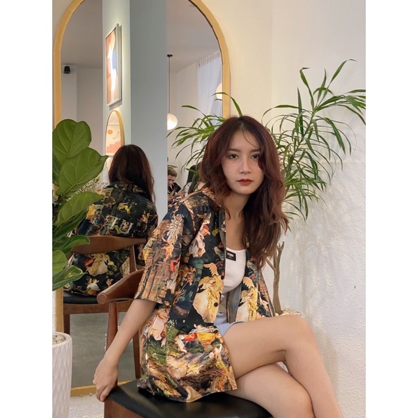 Áo sơ mi nam ngắn tay Họa tiết Form rộng, GOD FAMILY -  CHÍNH HÃNG