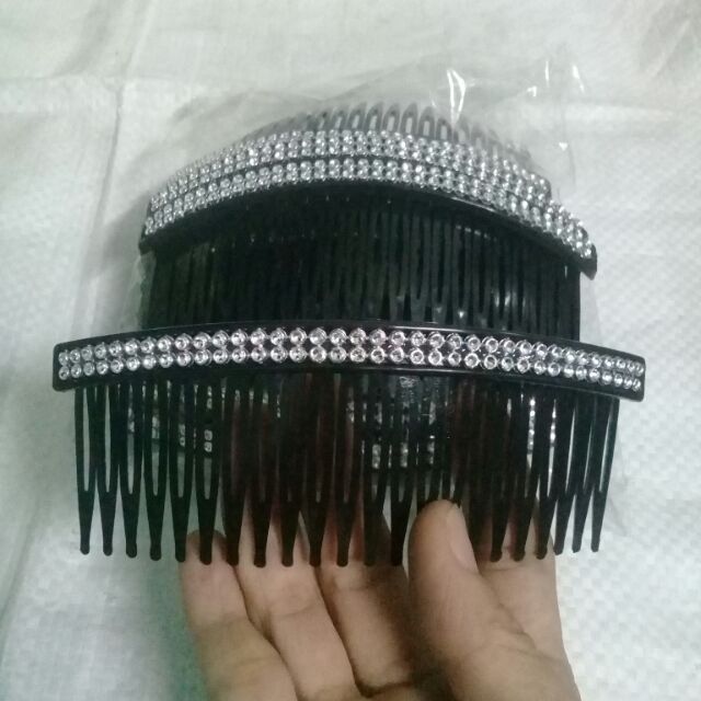 Combo 12 cái Lược cài tóc nhựa mềm đính hạt 2 hàng