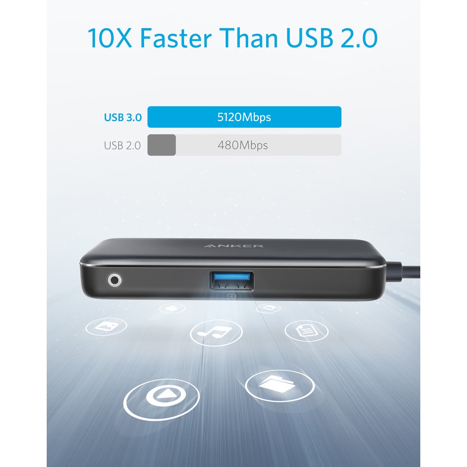 [Freeship toàn quốc từ 50k] Bộ Chia Cổng ANKER 3-in-1 Premium USB Type C Hub Power Delivery PD 60W 5Gbps HDMI 4K - A8335